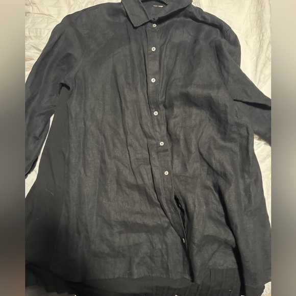 Comfy USA Pleated Black Long linen shirt in Size Small. Layered Look Piece - Picture 7 of 7